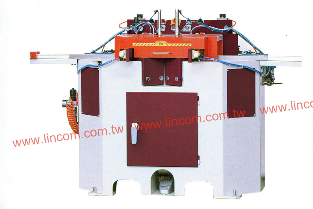 Linear type 45 degree angle cut, double blade angle saw machine.