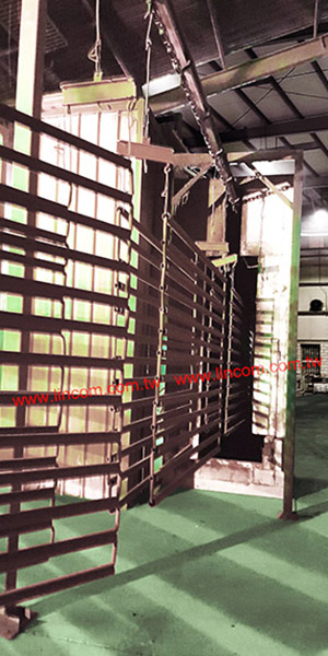 Fence powder coating equipment.