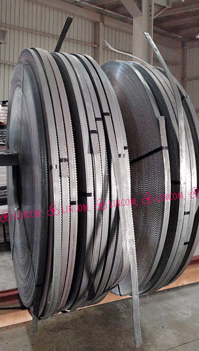 Serrated steel coils.