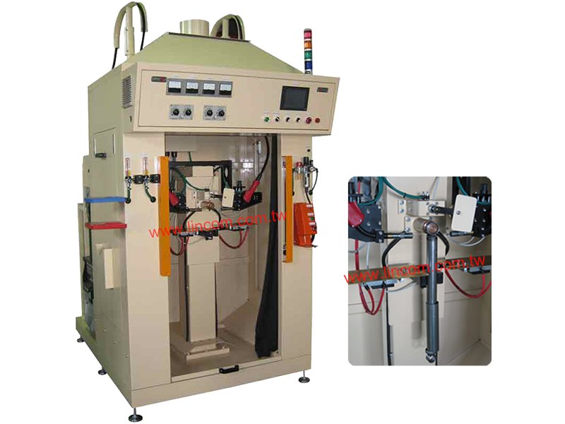 Shock-absorber cO2 auto welder, twin gun type.