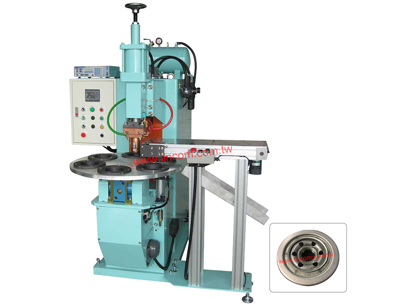 Rotary type spot welder (6 station for oil filter).