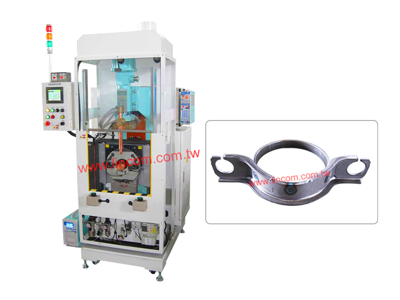 Auto spot welder with servo swivel positioning feature.