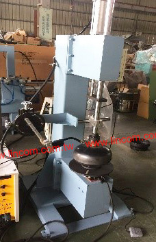 Fire extinguisher neck ring welding. OTC digital co2/mig welding. Plc controlled easy operation.