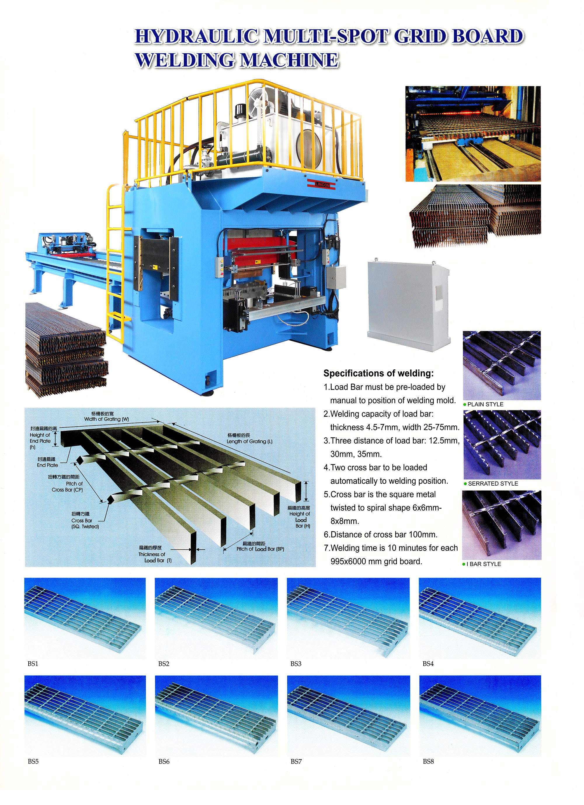 Steel grating welding machine for plain grating, serrated bar grating, i bar grating.