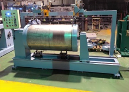 Welding machine for water heater tank end cap & tank body (barrel) welding, double torch type.