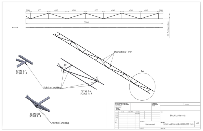 Block ladder mesh detail engineer drawing.