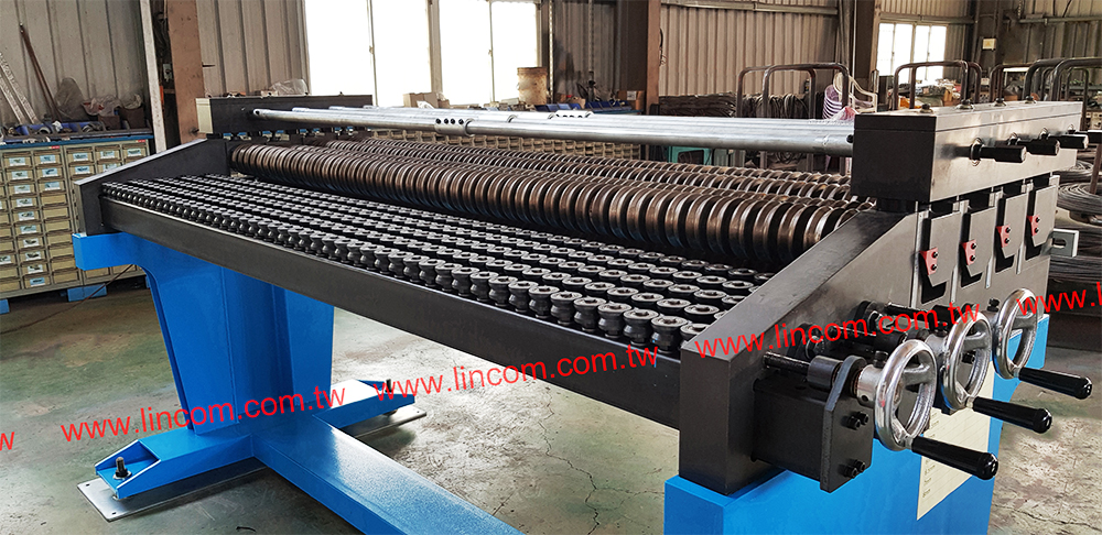 Wire coil stand for wire mesh welder wire feeding system. For welding wire fabric, concrete wire mesh, slope protection.