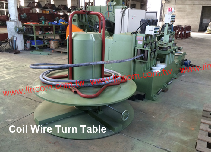 Steel wire coil turning table.