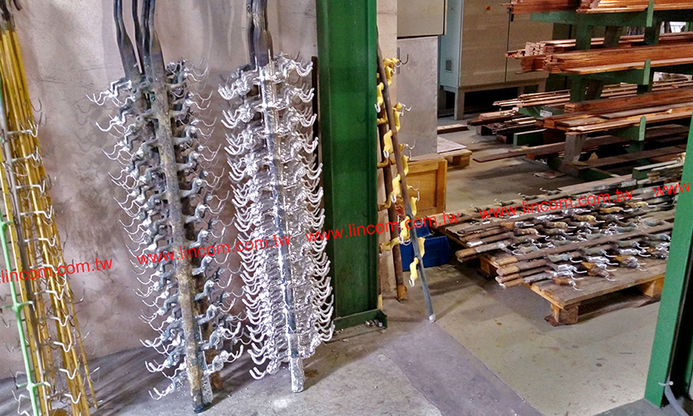 Hanging type tin plating surface treatment finished end product. Whole plant equipment made in Taiwan.