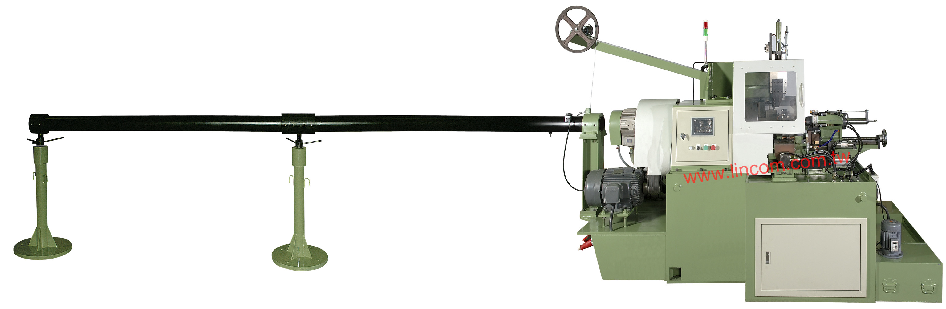 Steel rod & tube processing equipment: auto nipple threading machine.