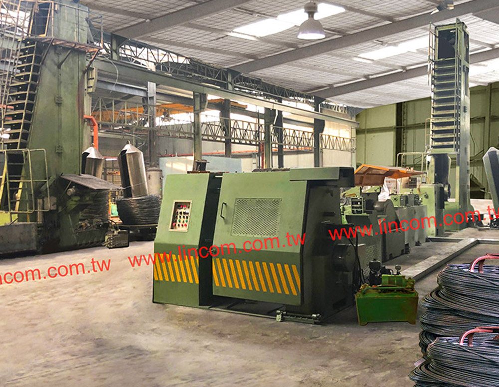 Horizontal deformed rebar wire drawing machine. Made in Taiwan.