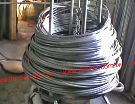 Steel wire rod on coil stand (pay off spool stand with limit switch) ready for irregular shape metal bar peeling & profiling.